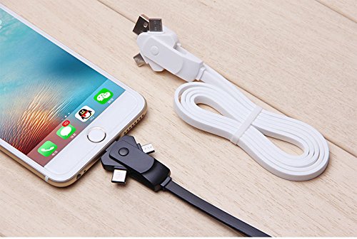 Smart-Japan 3in1 変換ケーブル Lightning+Type-C+Mirco USB汎用充電ケーブル 巻き取り式 急速充電