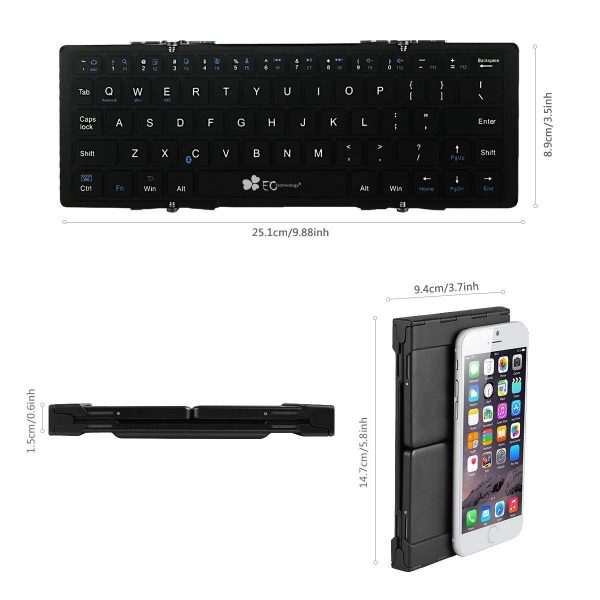 EC Technology Bluetoothキーボード 折りたたみ式 ワイヤレスミニキーボード　出かけた先でスマホで仕事ができるように揃えておきたい折りたたみ式Bluetoothキーボードとスマホスタンド　のお話。