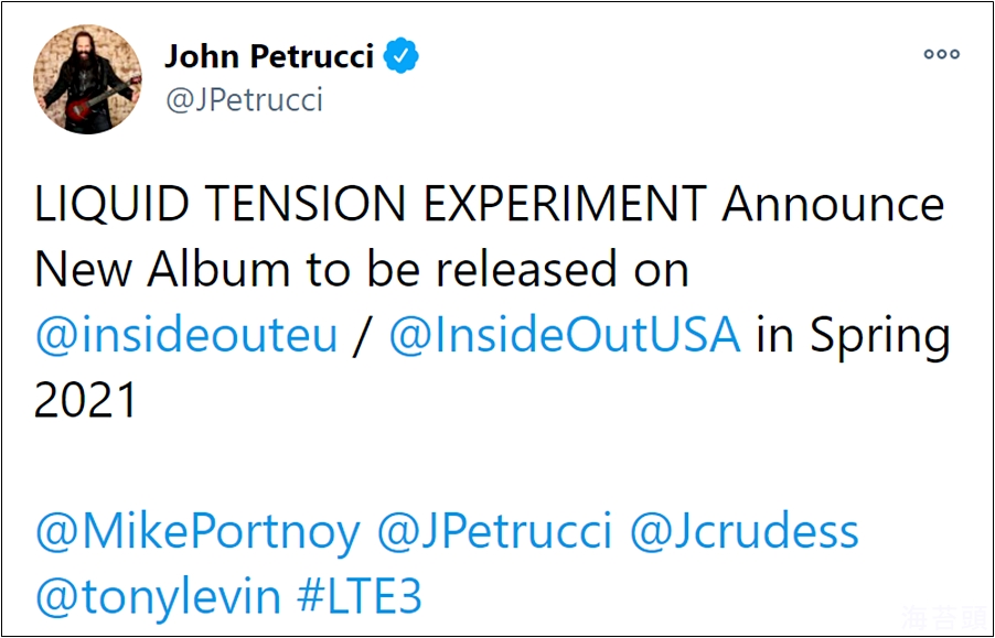 LIQUID TENSION EXPERIMENTのアルバムが発売されるぞ！！ペトルーシ､ポートノイ､ルーデス､トニー･レヴィンの最強ユニット！ #LTE3